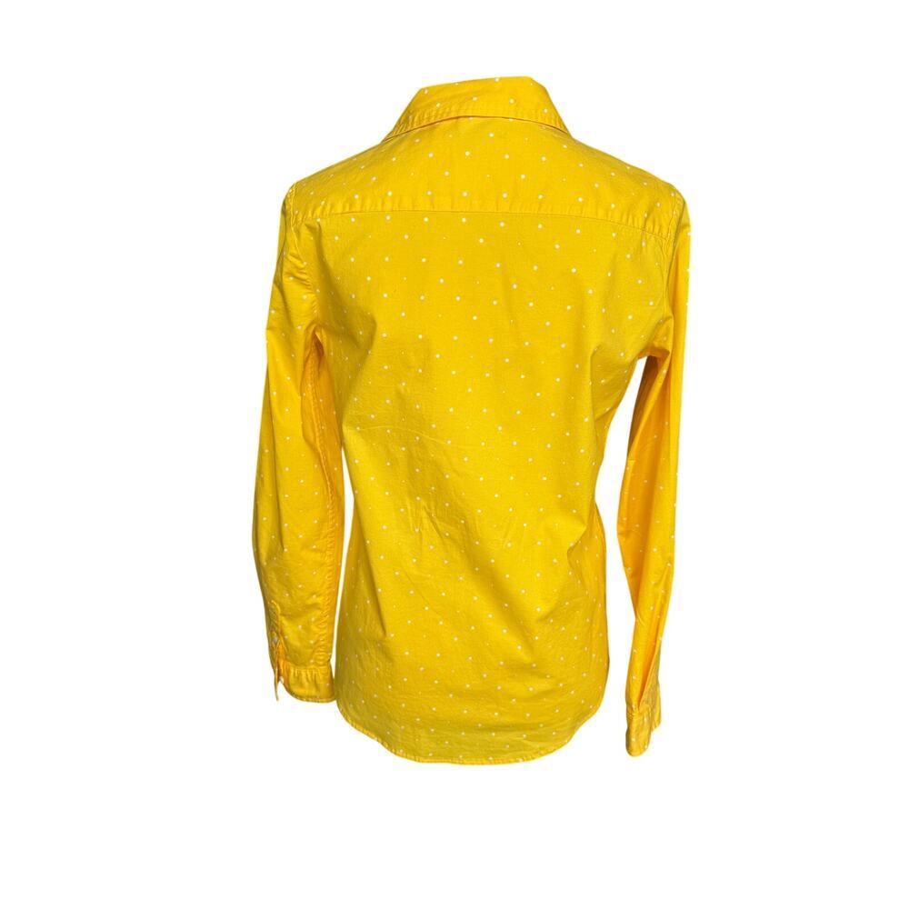 Woman's U.S. Polo Assn Yellow Polka Dot Button Down Shirt Stretch Cotton Medium - Picture 6 of 11